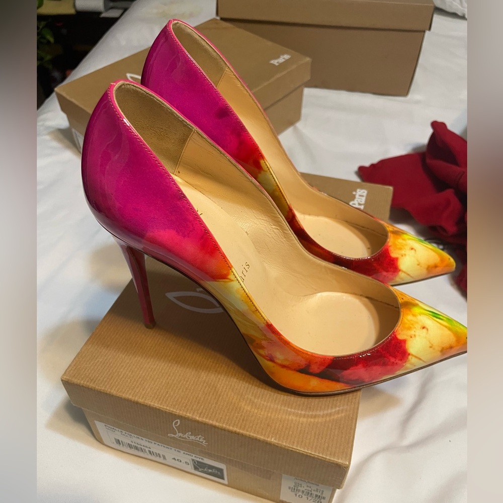 Christian Louboutin Pigalle Follies Pink Tie Dye Sz 40.5